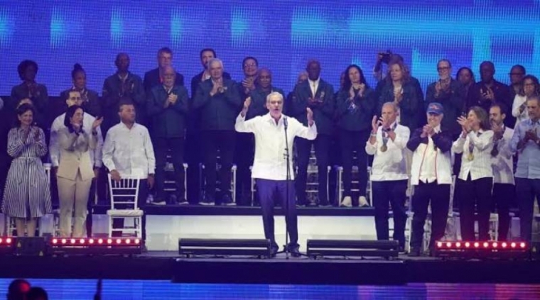 El presidente, Luis Abinader Corona, pronuncia el discurso de cierre de los XXV Juegos Centroamericanos y del Caribe, Santo Domingo 2026